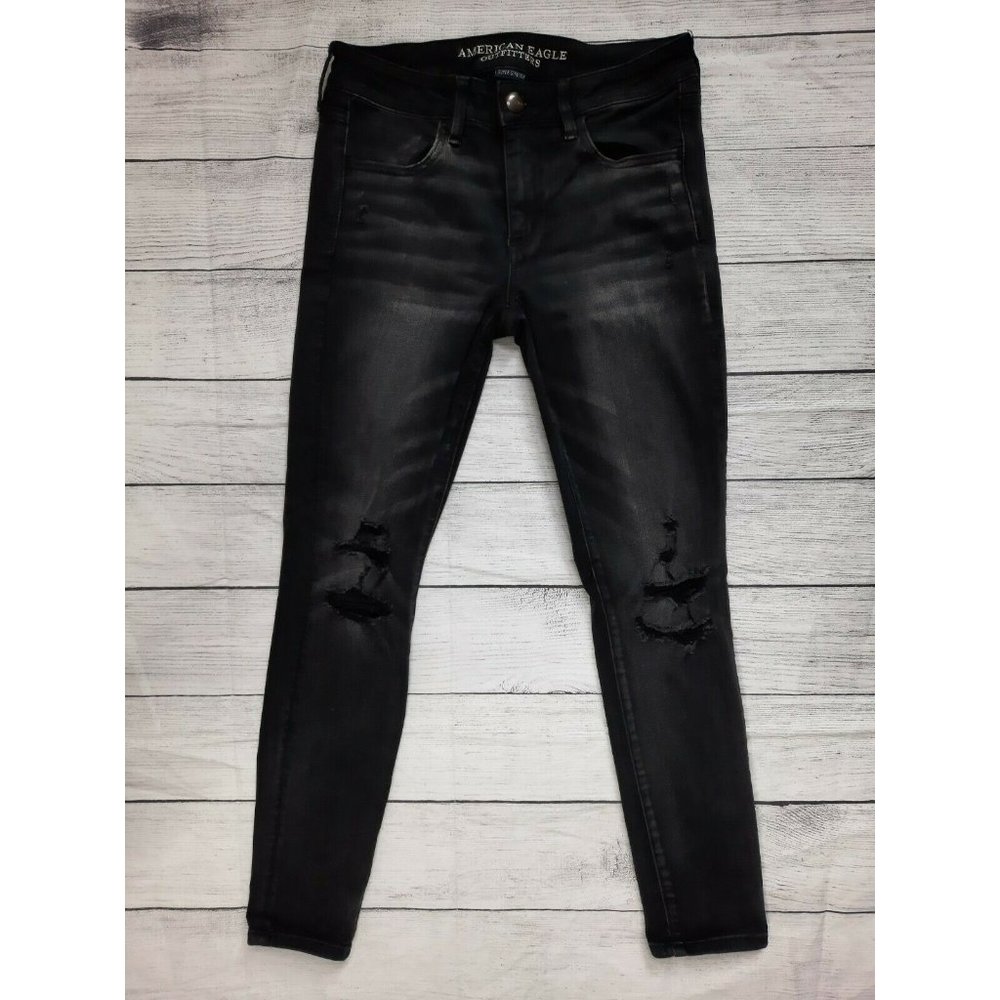 M3J Women’s American Eagle Black Jeggings 8 Short